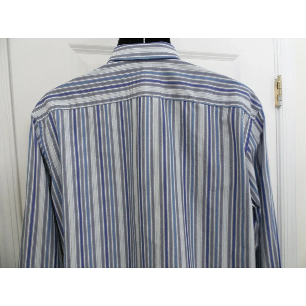 Maker &‎ Co Men's Gray Striped Regular Long Sleeve Casual Button Up Shirt Size L